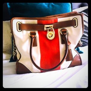 MICHAEL KORS Large Hamilton Striped Canvas Tote